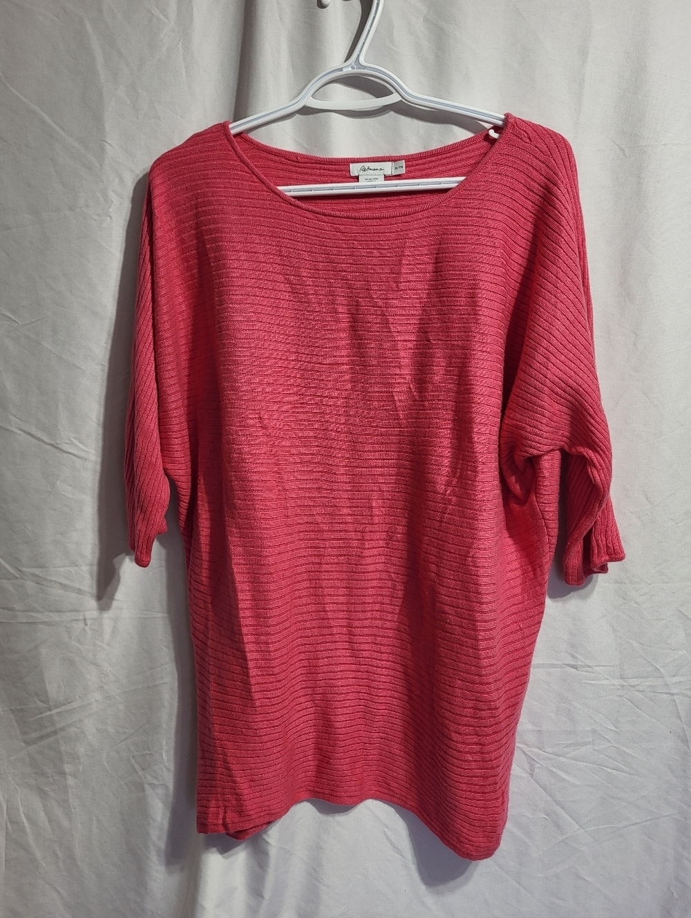 Reitmans Ribbed Relaxed Top in Coral Pink, Size XL